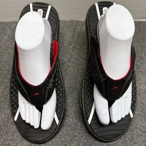 Speedo Mens Flip Flop Sandals Black Red Thong Athletic Pool Slide Shoes